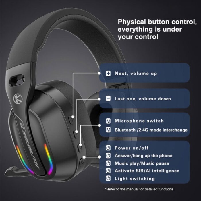 B500 RGB Wireless Gaming Headphones with Mic, Bluetooth 5.4 - Image 4