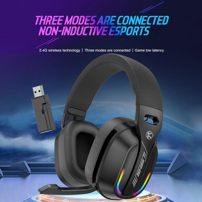 GT100 RGB Gaming Headphones with 2.4G Transmitter, Bluetooth 5.4 - Image 2