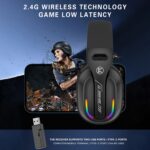 GT100 RGB Gaming Headphones with 2.4G Transmitter, Bluetooth 5.4 - Image 3