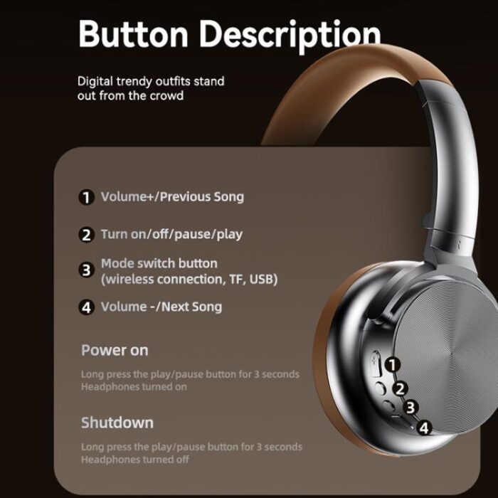 A53 Retro Metal ANC Bluetooth Headphones, Foldable, Bluetooth 5.3 - Image 8