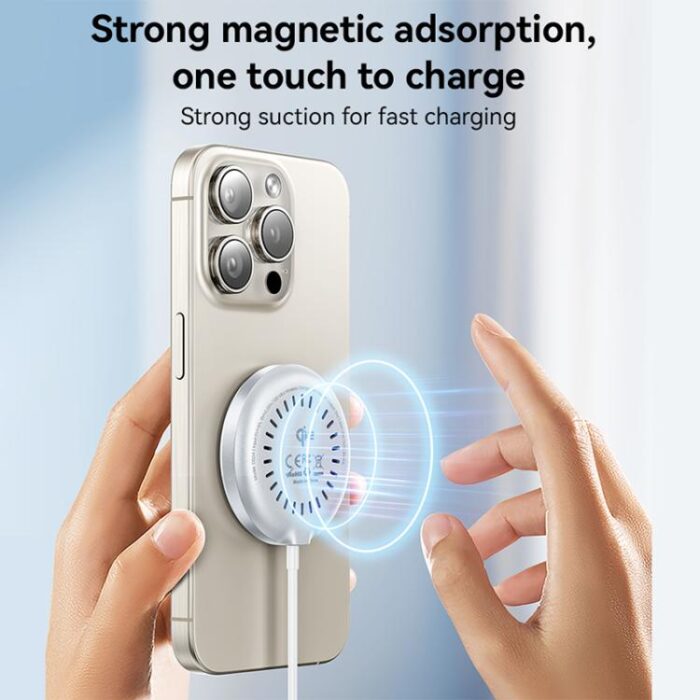 Yesido DS24 15W Qi2 Magnetic Wireless Charger, Aluminium - Image 3