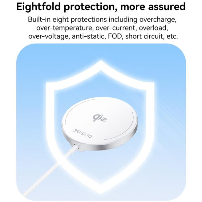 Yesido DS24 15W Qi2 Magnetic Wireless Charger, Aluminium - Image 8