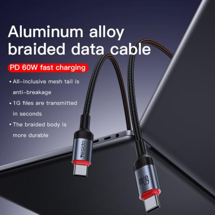Yesido CA181 PD 60W USB-C to USB-C Charging Cable, 1.2m - Image 2