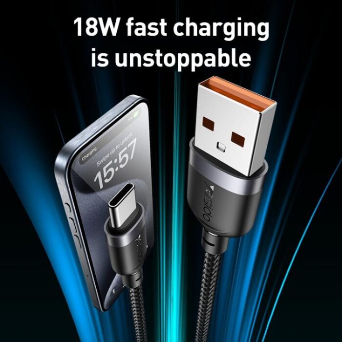 Yesido USB-A to USB-C Charging Cable, 3A, 0.3 m to 3 m - Image 2
