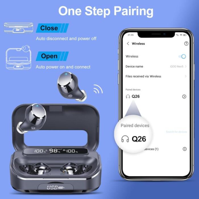 Q26 Noise Reduction Sports Earbuds, 7h Music, 1800 mAh Case - Image 8