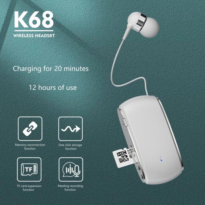 K68 Collar Clip Single-Ear Bluetooth Headset, Meeting Recording, 12h - Image 2