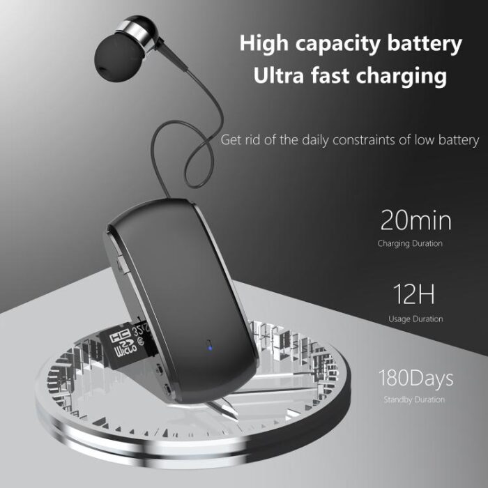 K68 Collar Clip Single-Ear Bluetooth Headset, Meeting Recording, 12h - Image 5