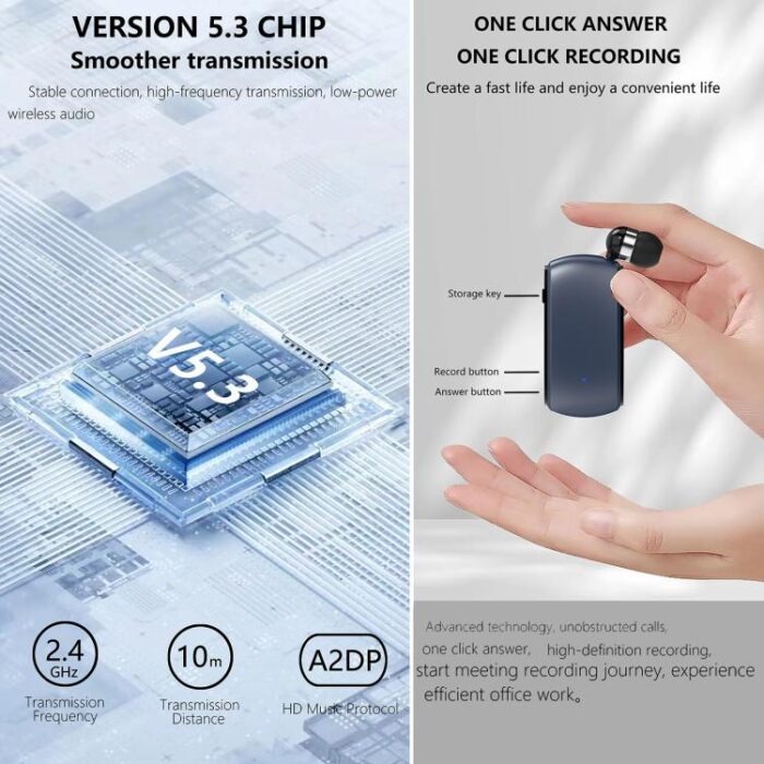 K68 Collar Clip Single-Ear Bluetooth Headset, Meeting Recording, 12h - Image 7