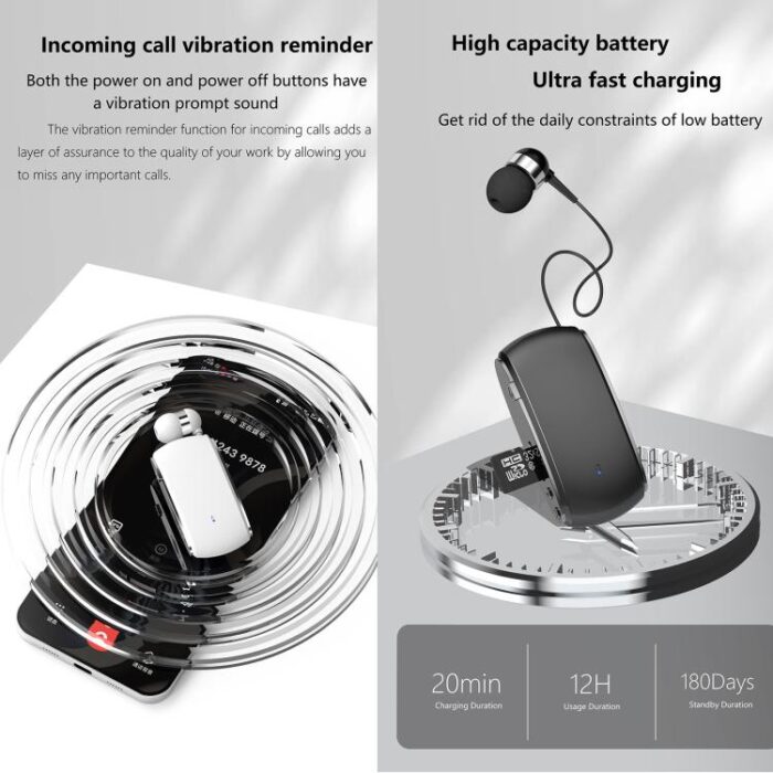 K68 Collar Clip Single-Ear Bluetooth Headset, Meeting Recording, 12h - Image 9