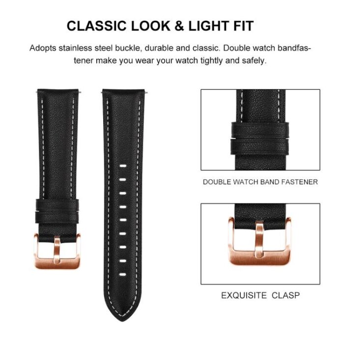 Leather Watch Strap with Rose Gold Buckle, 18mm / 20mm - Image 4