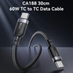 Yesido 60W USB-C to USB-C Braided Cable, 0.3 m to 3 m - Image 2