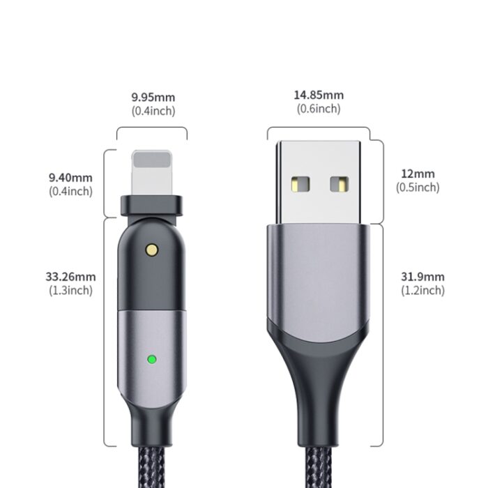 Right-Angle Lightning Charging Cable, 180-Degree Rotating, 1.2 m or 2 m - Image 3
