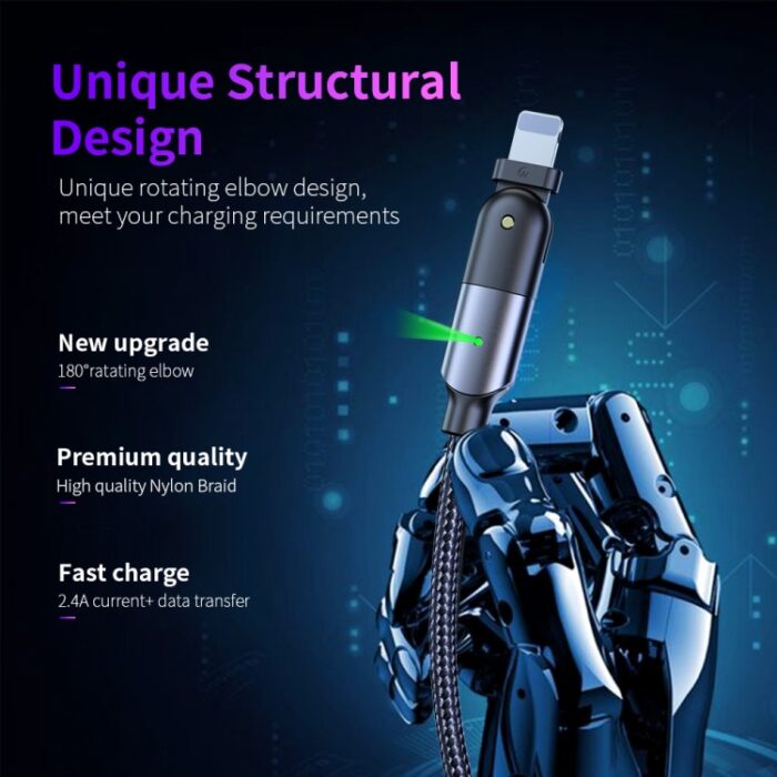 Right-Angle Lightning Charging Cable, 180-Degree Rotating, 1.2 m or 2 m - Image 7