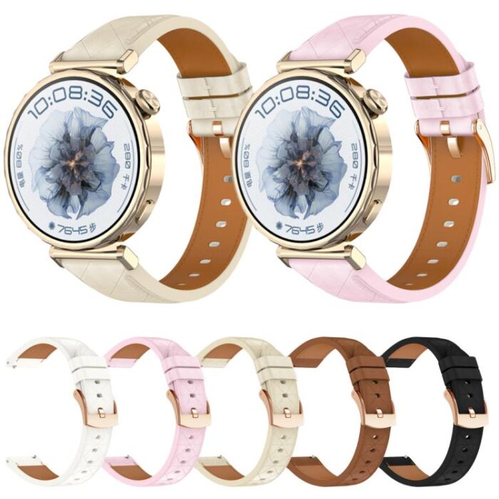 Square Leather Watch Strap with Rose Gold Buckle, 18mm / 20mm - Image 4