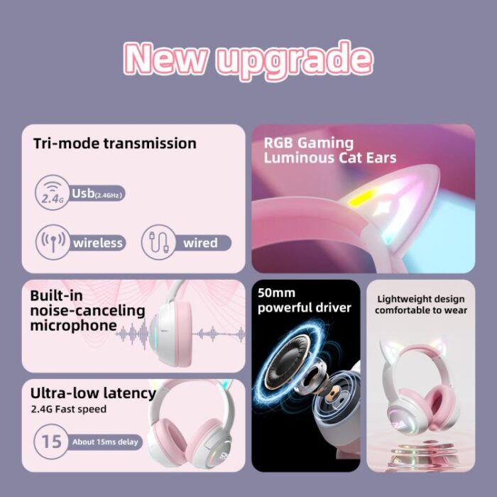 ONIKUMA GT838 Tri-Mode Wireless Gaming Headphones, 2.4G and Bluetooth - Image 5