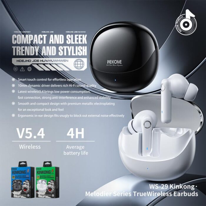 WK WS-29 Melodier True Wireless Earbuds, Bluetooth 5.4, Touch Control - Image 5