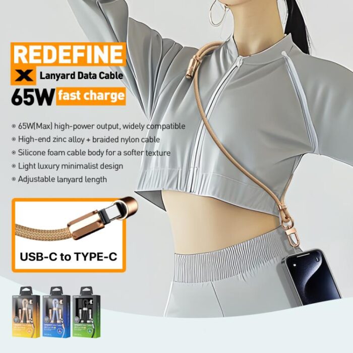WK WDC-70 65W USB-C Lanyard Cable, 1.6 m - Image 7