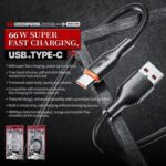 WK WDC-91a 66W USB-A to USB-C Silicone Cable, 1 m - Image 4