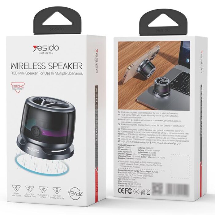 Yesido YSW32 Magnetic Mini Speaker and Phone Stand, RGB, TWS - Image 11