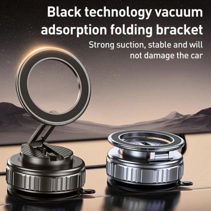 G712 Vacuum Suction Magnetic Car Phone Holder, Three-Axis Folding Arm - Image 2