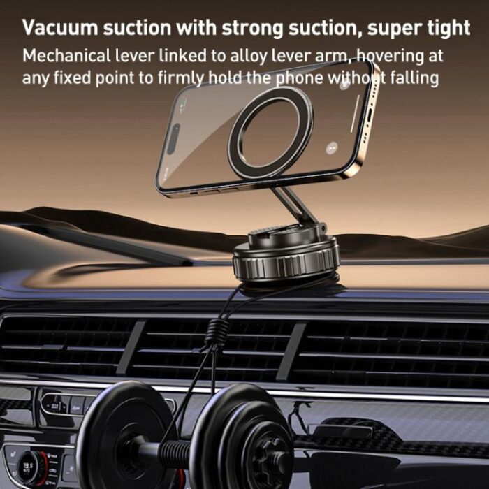 G712 Vacuum Suction Magnetic Car Phone Holder, Three-Axis Folding Arm - Image 9