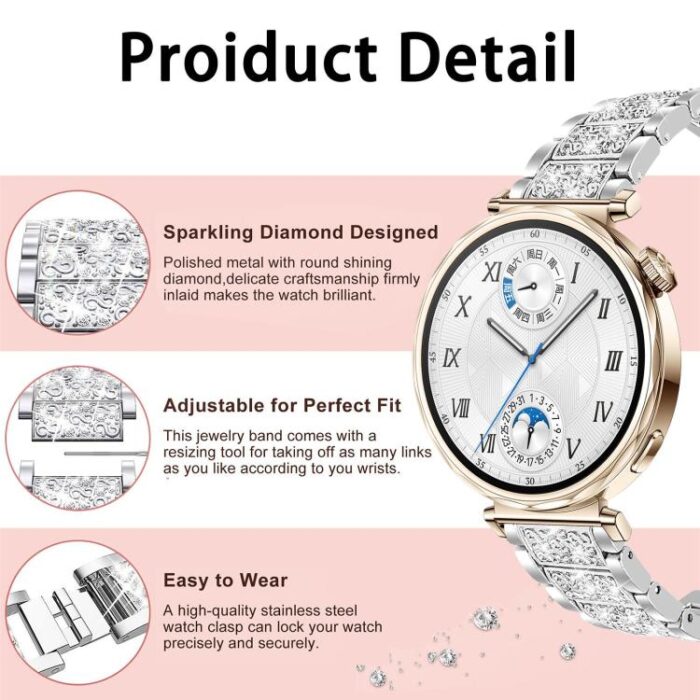 xDfind Diamond Steel Watch Band, 20mm & 22mm (COROS, TicWatch, Xiaomi, Garmin) - Image 6
