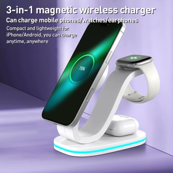 3-in-1 Universal Wireless Charger for Phone, Earbuds & Watch, 15W - Image 3