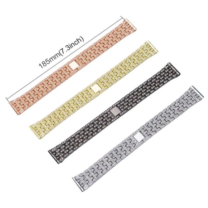 xDfind Five-Bead Full Diamond Metal Watch Band, 18mm / 20mm / 22mm - Image 4