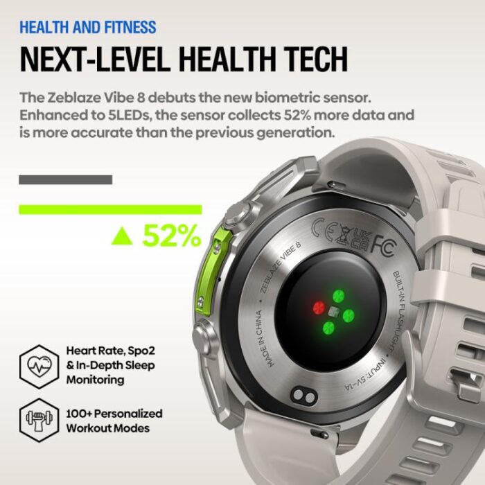 Zeblaze Vibe 8 Rugged Outdoor Smartwatch, 1.43" AMOLED, 5ATM, Flashlight - Image 8