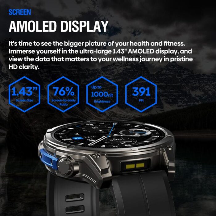 Zeblaze Vibe 8 Rugged Outdoor Smartwatch, 1.43" AMOLED, 5ATM, Flashlight - Image 9