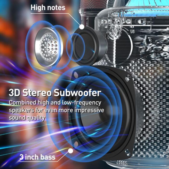 Lebo Y11 Karaoke Bluetooth Speaker with 2 Wireless Microphones - Image 6