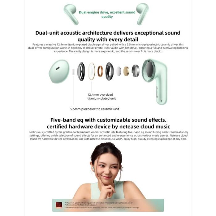 Xiaomi Redmi Buds 7S Semi-In-Ear ANC Earbuds, 32h, Bluetooth 5.4 - Image 3