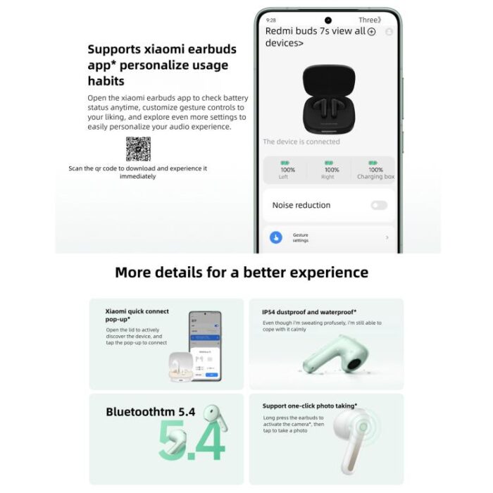 Xiaomi Redmi Buds 7S Semi-In-Ear ANC Earbuds, 32h, Bluetooth 5.4 - Image 10
