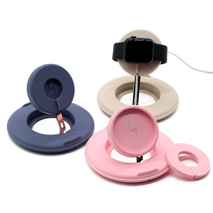 2-in-1 Silicone Stand for iPhone and Apple Watch Chargers, Telescopic - Image 2