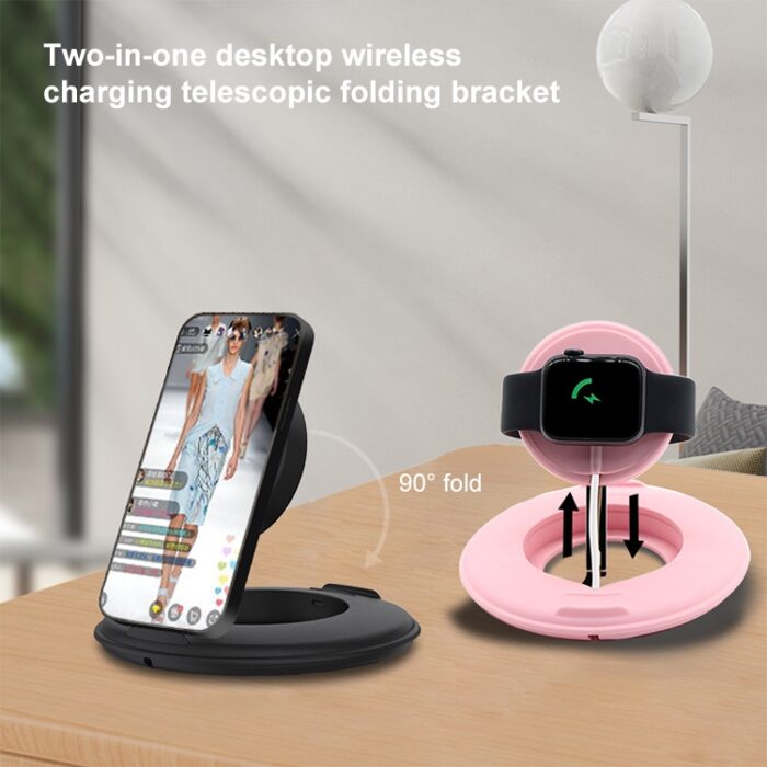 2-in-1 Silicone Stand for iPhone and Apple Watch Chargers, Telescopic - Image 4