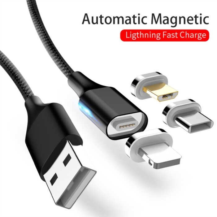 M11 3-in-1 Magnetic Braided Charging Cable, Lightning, Micro USB, USB-C - Image 2