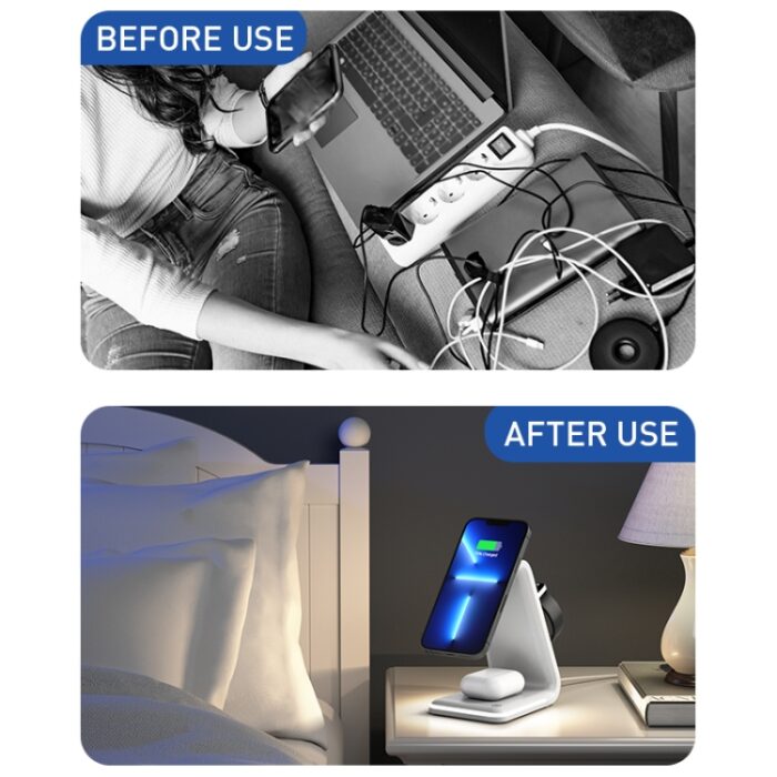 B17 3-in-1 Magnetic Wireless Charging Stand, 15W - Image 8