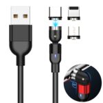 3-in-1 Magnetic Rotating Charging Cable, Lightning, USB-C, Micro USB