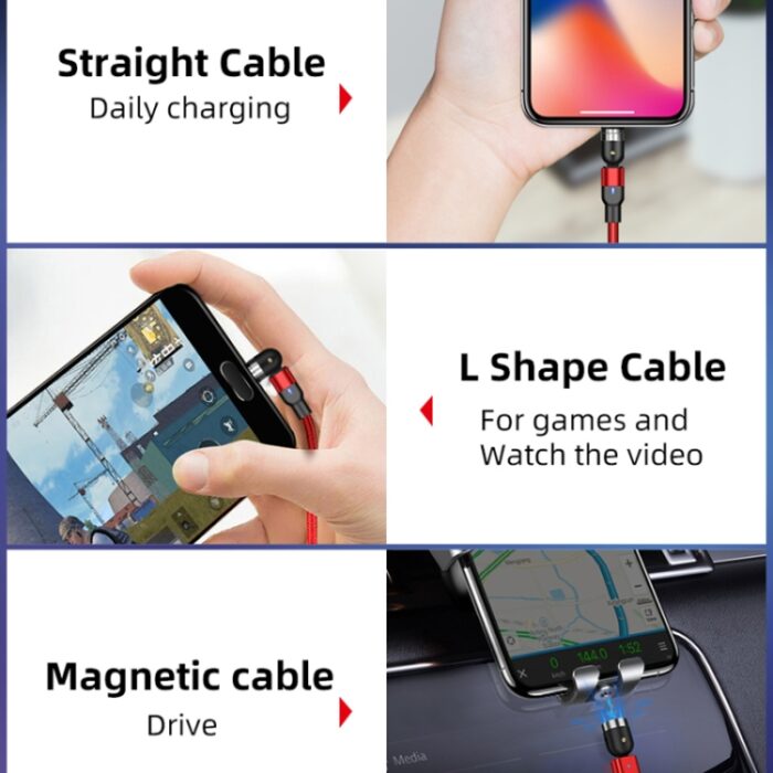 3-in-1 Magnetic Rotating Charging Cable, Lightning, USB-C, Micro USB - Image 15