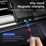 1m 2A Output 3 in 1 USB to 8 Pin + USB-C / Type-C + Micro USB Nylon Braided Rotate Magnetic Charging Cable, 1m 3 in 1 - Image 12