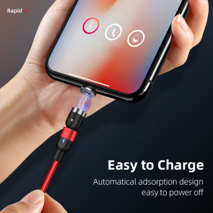1m 2A Output 3 in 1 USB to 8 Pin + USB-C / Type-C + Micro USB Nylon Braided Rotate Magnetic Charging Cable, 1m 3 in 1 - Image 10