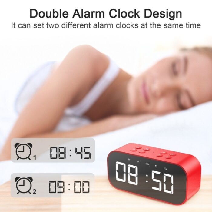 AEC BT501 Bluetooth Speaker Alarm Clock with Mirror LED Display - Image 12
