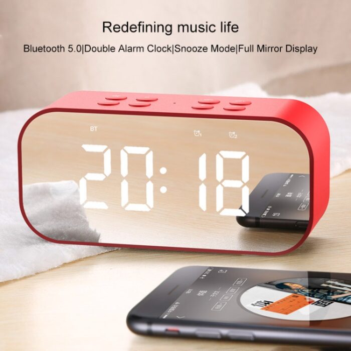 AEC BT501 Bluetooth Speaker Alarm Clock with Mirror LED Display - Image 13
