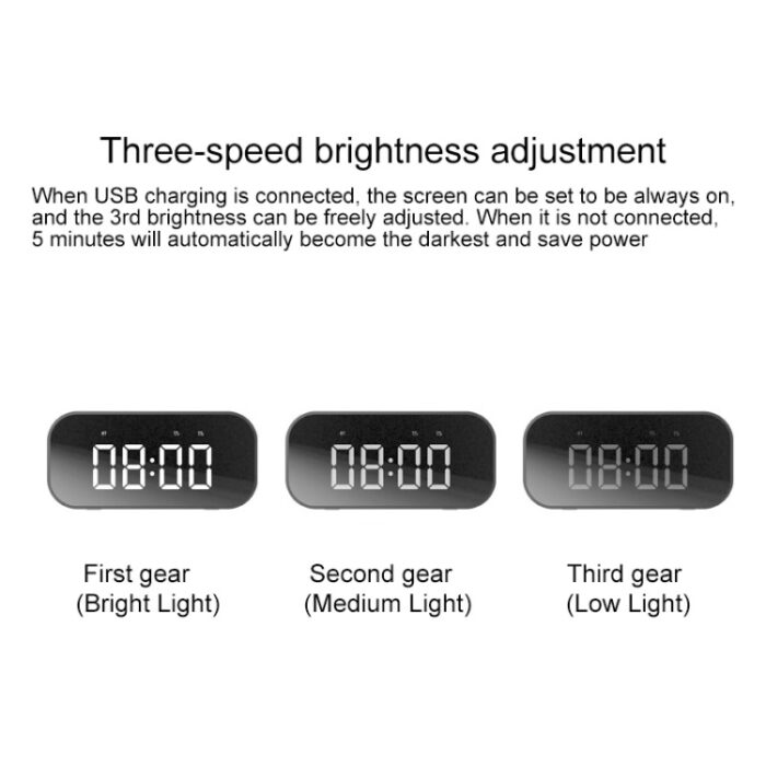 AEC BT501 Bluetooth Speaker Alarm Clock with Mirror LED Display - Image 5