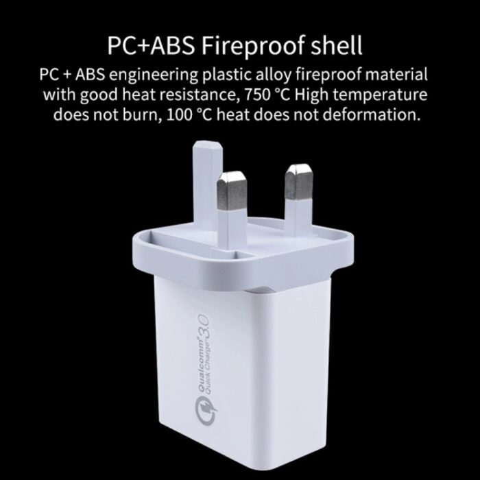 SDC-30W 3-Port QC3.0 USB Travel Charger with Micro USB Cable, UK Plug - Image 5