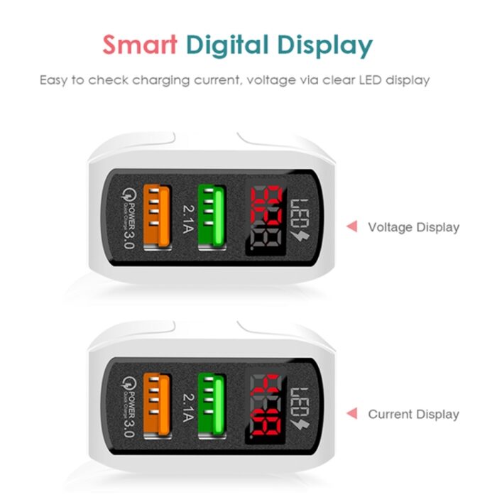 F002C 20W QC3.0 USB Fast Charger with LED Display and Micro USB Cable, UK Plug - Image 4