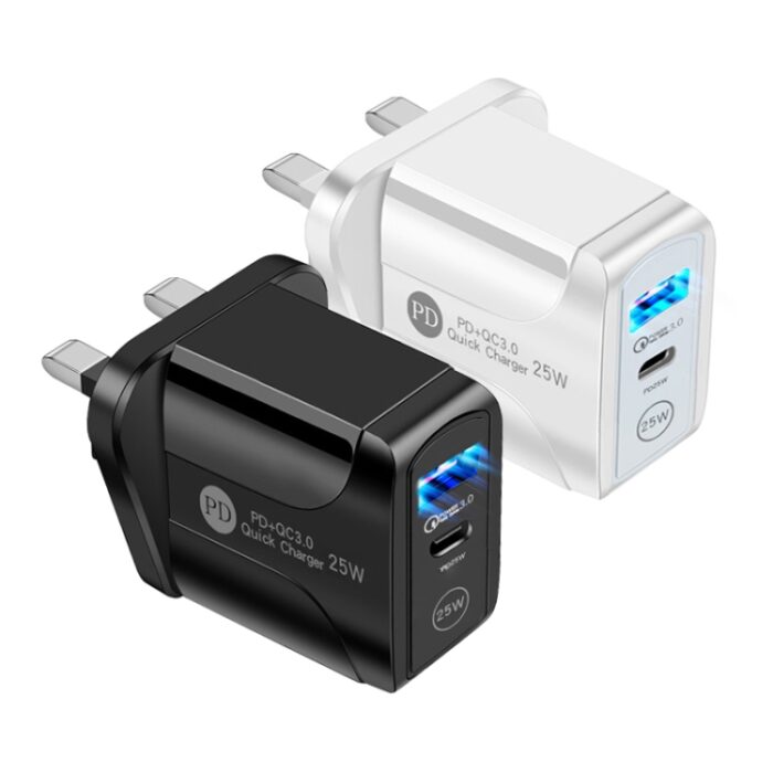 25W PD and QC3.0 Dual-Port Fast Charger with Micro USB Cable, UK Plug - Image 2