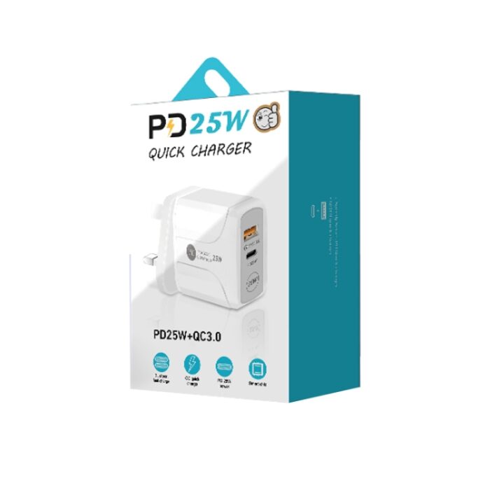 25W PD and QC3.0 Dual-Port Fast Charger with Micro USB Cable, UK Plug - Image 7