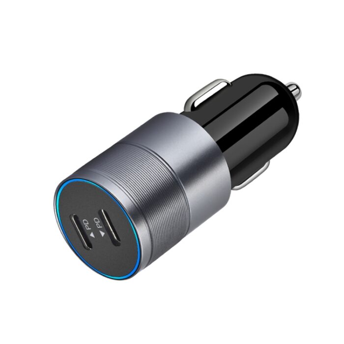 Dual USB-C PD 40W Car Charger with USB-C to Lightning Cable - Image 2