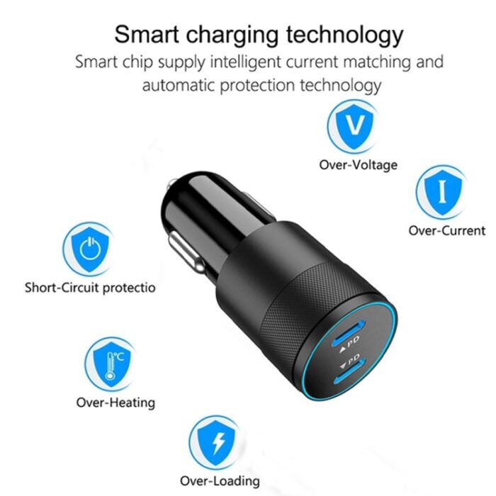 Dual USB-C PD 40W Car Charger with USB-C to Lightning Cable - Image 5